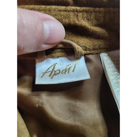 Apart Suede Trucker Jacket Brown Button Up Shirt Womens Size M Pig Leather - Picture 7 of 11